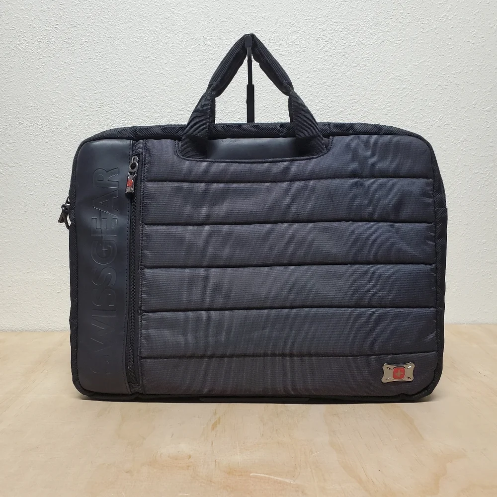 SwissGear Wegner Swiss Army Black Padded Laptop Briefcase
